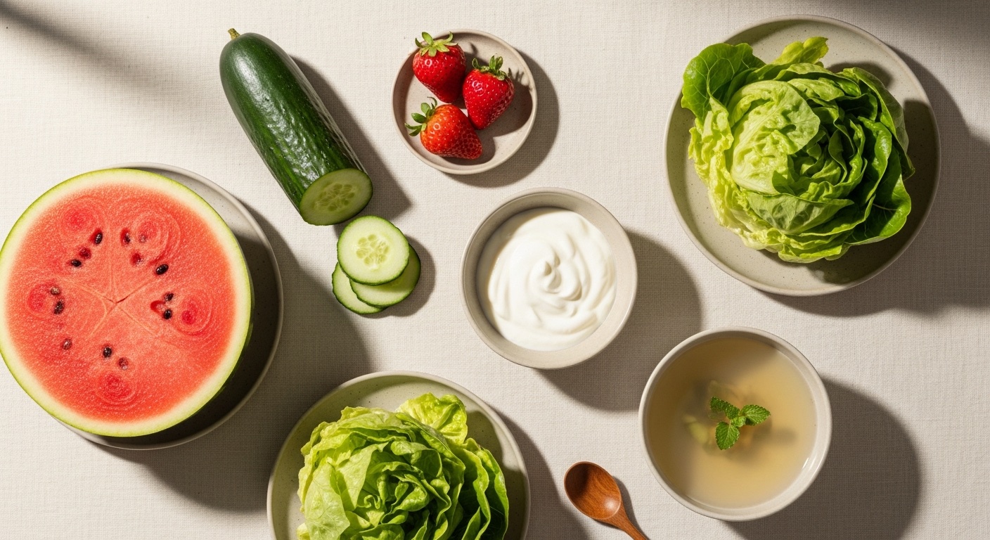 Water-rich foods contributing to daily hydration