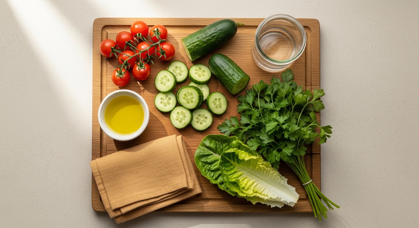Fresh kitchen produce and clean water
